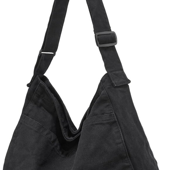 Canvas Tote Bag Large Capacity Hobo Crossbody for Travel Work School - Picture 1 of 6